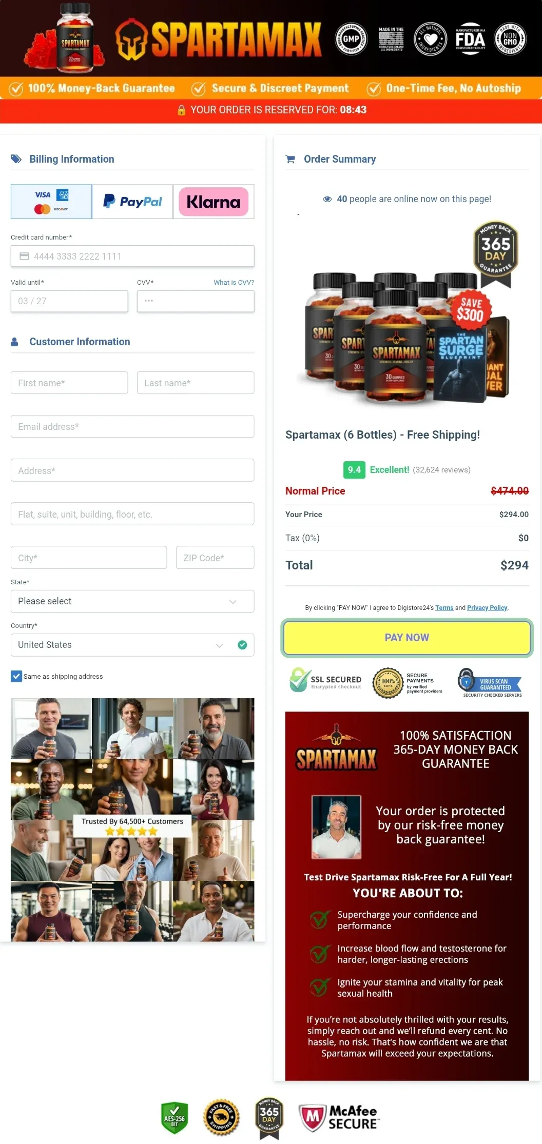 Spartamax checkout page